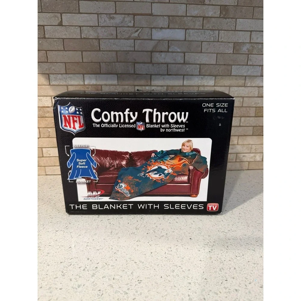 Miami Dolphins NFL Huddler‎ Fleece Throw with Sleeves Northwest